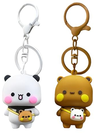 JXAXD 2 Portachiavi Bubu Dudu, Bubu e Dudu Chiave Panda, Portachiavi Coppia, Carino Porta chiavi Dei Cartoni Animati Come Regalo Per Coppia, Donna