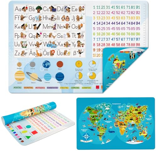 Doppelseitige Schreibunterlage Kinder Schulanfang Schreibtischunterlage