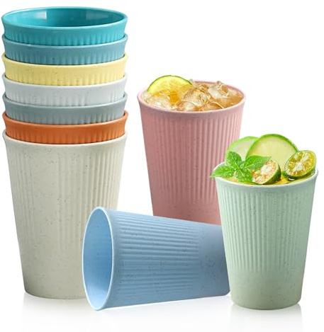 Lunyloer 10er Kunststoffbecher, Mehrwegbecher 350 ML Plastikbecher Mehrweg