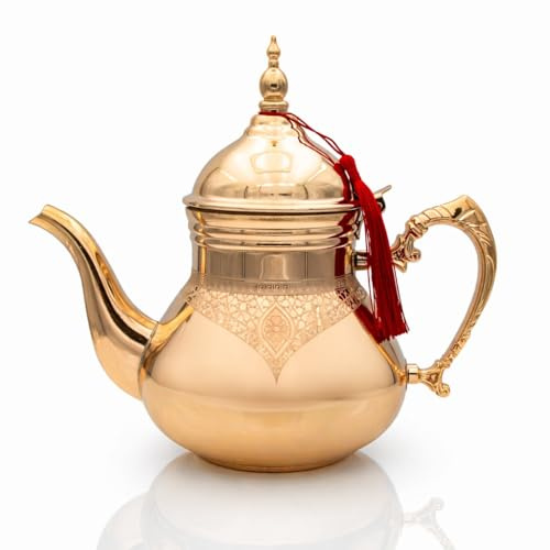 Marokkanische Teekanne Agadir, Rosé-Gold & Silber, 0,8l-1,6l, Induktion geeignet, alle Herdarten, traditionelle Teekanne, Berrad, Cay Kanne (Rosé-Gold, 0,8l)