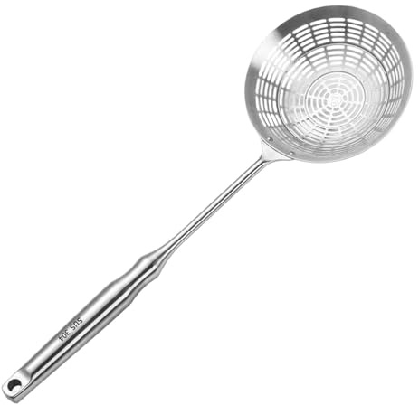 Colador De Cuchara Para Freír - Cuchara Espumadora | Colador Ranurado | Coladores De Cocina Con Asa | Espumador De Araña Para Cucharas De Pasta | Para Patatas Fritas, Albóndigas, Cocina Vegetal, Prepa