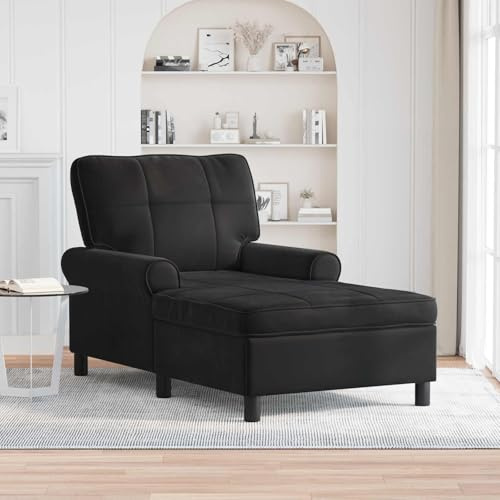 faucqel Lounge-fåtölj svart sammet 91 x 157 x 91 cm med avtagbar kudde, avslappningsstol för vardagsrum och sovrum, snygg recamiere med mjuk sits