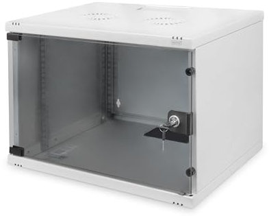 DIGITUS Armadio di rete 19 pollici 7 U - non montato - montaggio a parete - profondità 400 mm - carico massimo 60 kg - porta in vetro - grigio