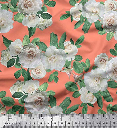 Soimoi Orange Baumwolljersey Stoff Blutter & Begonie Blume Stoff Meterware 58 Zoll breit