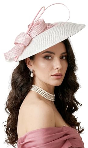 FADVES Fascinator Pillbox Hut Hochzeit Frauen Stroh Fedora Vintage Sinamay Base Hüte