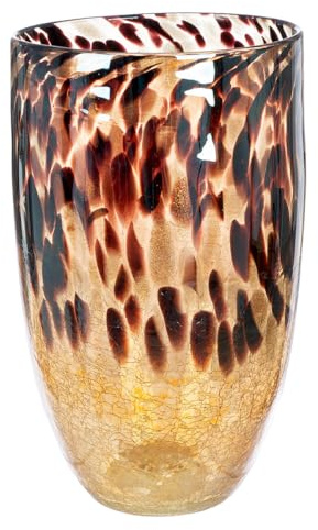 GILDE große Vase Glasvase Gross Standvase - Deko Vase für Pampasgras, Äste, Blumen – Herbstdeko Geschenk Weihnachten Geburtstag Hochzeitsgeschenk – Boden Vase groß handgefertig Höhe 29 cm