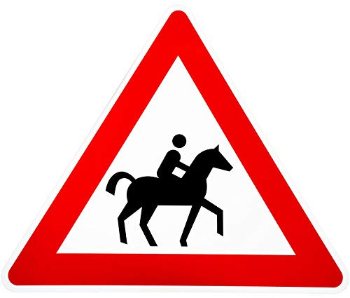 BauSupermarkt24 Original Verkehrsschild Nr. 101-23 * Reiter, Aufstellung Links* Verkehrszeichen Warnschild Verkehrsschilder Hinweisschild Gefahrenzeichen Schild RAL
