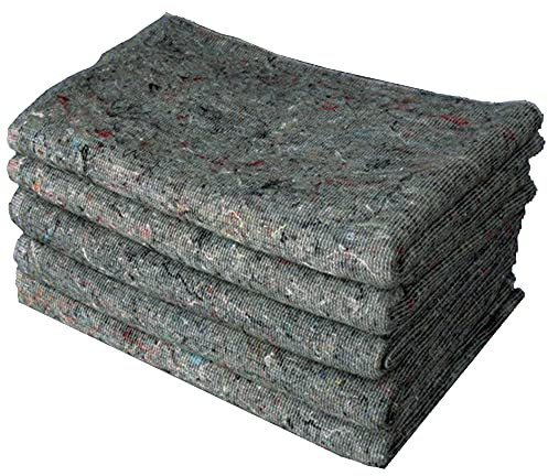 Triplast Pack of 5 x Removal Blankets (150cm x 200cm) | Heavy Duty Wool Mix Fabric Blanket | Ideal for Furniture Protection, Transit Van Use, Moving, Packing & Storage