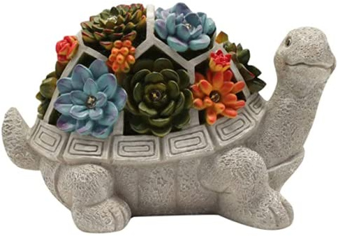 HANGOU Statue Jardin Exterieur Ornement de Tortue Figurines avec Lampes Solaires Décoration Jardin pour Patio Yard Lawn Cadeaux de Jardinage