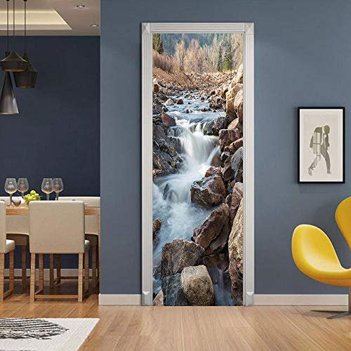 3D Türaufkleber 3D Kleiner Bach-Wassertor-Aufkleber