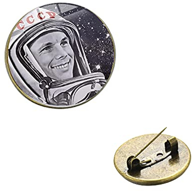 Soviética CCCP Space Fight Astronaut Broche Cohetes Hoz Martillo Patrón Vidrio Gema Lapel Pins para Regalo Comunista