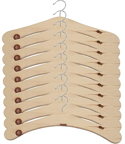 10er Set Kleiderbügel- Holzbügel aus massivem Zirbenholz - mit 360° drehbarem Haken - echte Handarbeit - Kleiderbügel aus Holz - Klamottenbügel rutschfest - Zirbenkleiderbügel
