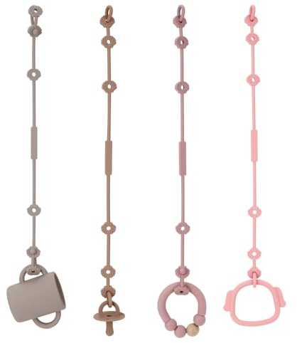 Socub 4Pcs Toy Safety Straps, Silicone Adjustable Baby Pacifier Straps