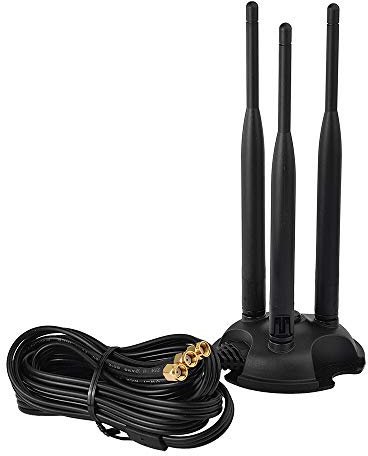 Eightwood WiFi Antenna 2.4GHz 5GHz Dual Band WiFi aerial, Triple RP-SMA External Antenna for PC, PCIe Card, Wireless Router, Mobile Hotspot