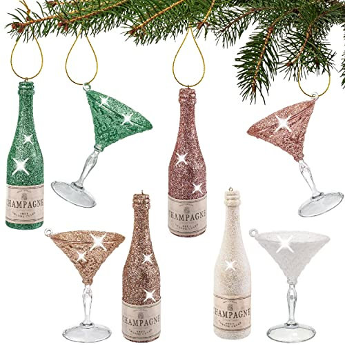 alles-meine.de GmbH Anhänger/Weihnachtsbaumkugel Verschiedene Modelle wählbar 2 Stück - Deko Figur Sekt & Cocktailglas 14 cm - Innen & Außen - bruchfest - Kunststoff - ..