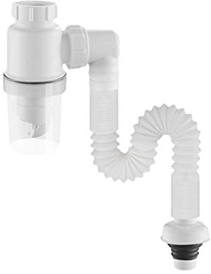 delr Sifón para lavabo, manguera de desagüe flexible, sifón ajustable, de , codo en forma de U, accesorio de desagüe de fregadero, 32 mm/45 mm
