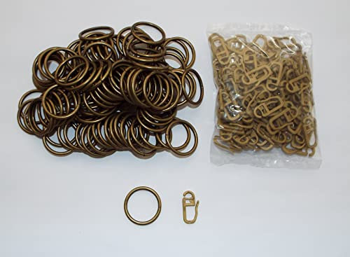 myraumdesign 100 Gardinenringe Metall Messing antik mit Gardinen Haken für Vorhangstangen mit 16 oder 20 mm Durchmesser
