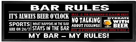Bar Runner Mat - Long Novelty Home Pub Bar Mats - Funny Drink Beer Gifts for Men Women - Bar Rules