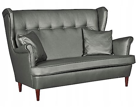 Family Meble Sofa, Modell EkoSkóra, 2-Sitzer, Ledersofa Couch, Zierpolsterung, Freistehendes, Lounge Sofa, Bequem zum Entspannen, Elegantes Design, Für Wohnzimmer, Wartezimmer, Santiago 95