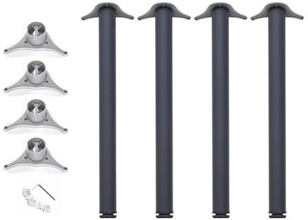 durante Tischbeine höhenverstellbar Schwarz matt 4er Set TFD23 Höhe 710 mm Metall Durchmesser 60 mm inkl. Montagematerial Möbelfüße Tischfüße f. Esstische Schreibtische UVM.