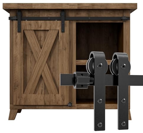 WOLFBIRD 76cm/2.5FT Schiene Super Mini Schiebetür Hardware Kit für Einzeltür, kleiner Schrank, TV-Stand verwendet (kein Schrank)