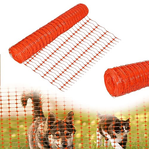 TRMLBE Absperrzaun aus Kunststoff 1 x 50m Orange Schutznetz Garten Bauzaun Warnnetz Aufgerollter Begrenzungszaun Gartenzaun Mobiler Zaun Weidezaun - 50m