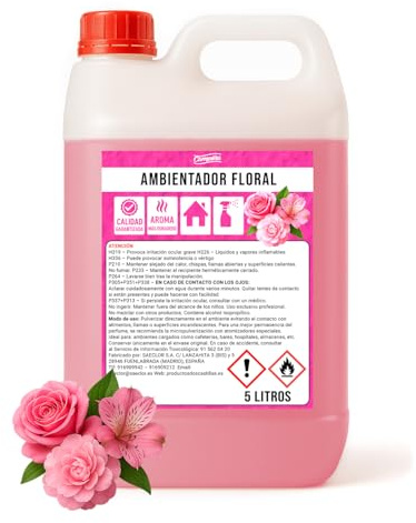 Ambientador Floral Profesional 5 Litros Aroma Duradero Neutraliza Malos Olores Ideal Para Hogar Oficinas Hoteles Locales Comerciales Salones Restaurantes Uso Intensivo Listo Para Aplicar