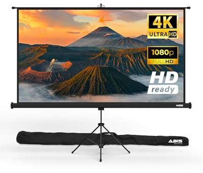 ABIS 100 Inch Tripod Projector Screen, 2K/8K Ultra HD 16:9 Outdoor/indoor Projector Screen with Front Projections | Perfect for Home Theatre, Travel, Classrooms, Offices