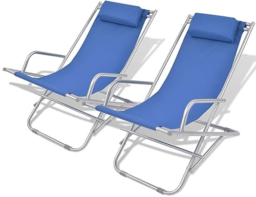 Rantry Liegestuhl, 2 Stück, Stahl, Blau, Schaukelstuhl, für den Garten, für den Außenbereich, für den Garten, für den Außenbereich