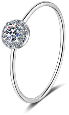 AMDXD Pärchen Ringe Weißgold 18K Au750, Klassiker Verlobungsring mit Labor Diamant 0.3 Karat (Rundschliff, VVS1), Gold 750 Diamantring Damen Echt Goldschmuck, Gr.52 (16.6)
