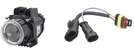Hella - LED/DE-Hauptscheinwerfer - 90mm Performance Bi-LED L70-24/12V & Leitungsadapter, Elektrosatz - Bi-Halogen->Bi-LED/Bi-Xenon->Bi-LED - Kabel: 100mm - 8KA 194 768-011