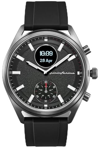 Pininfarina Sintesi Sport Hybrid Smartwatch - Orologio analogico con cinturino FKM, display digitale, bussola, GPS, fitness, frequenza cardiaca, passi, calorie e sonno - Ivory Night