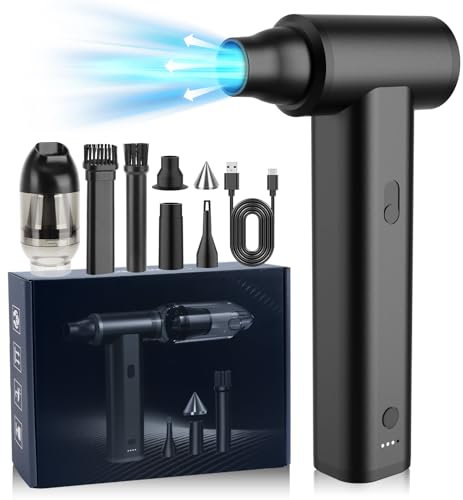 ddLUCK Compressed Air Duster, Electric Air Blower Cleaner for PC Keyboard, True 130000RPM All Metal Mini Air Blaster, 8000mAh Rechargeable Reusable Car Jet Dryer for Laptop Pet Hair, Replaces Air Can