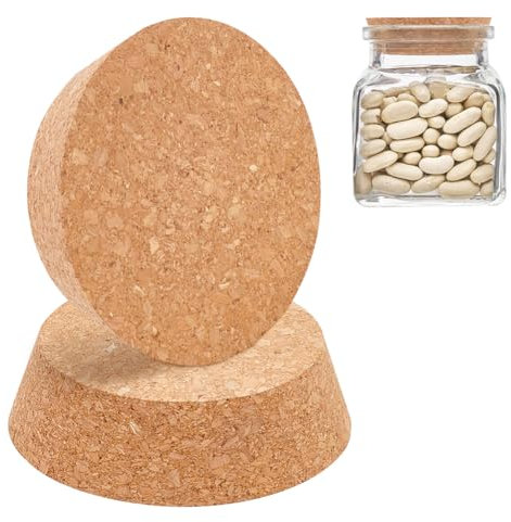 BENECREAT 2 Pack Cork Bottle Stoppers, 9x11cm Cork Lids, Tapered Cork Plugs for Wine Bottle, Carafes, Pottery, Beer Glass Bottle, Craft DIY Decro, 3cm Thick