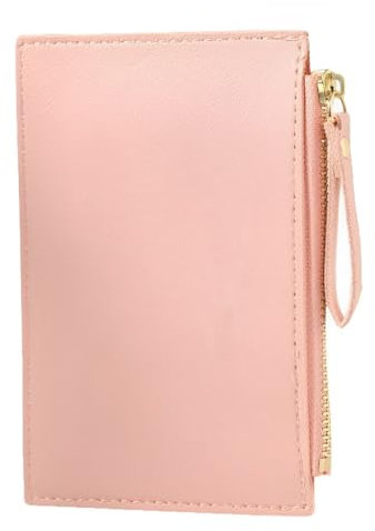 BIRLOZA 1 Pièces Porte Monnaie Mini Sac à Main Rose Gris Porte Cartes Etui Portefeuille en Cuir PU 9,5x14x0,5cm pour Clés Cartes Pièces Petits Etuis Homme Femme