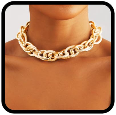 Handcess Boho Chunky Choker Halskette Gold Cuba Link Halsketten Punk Halskette Kette für Frauen