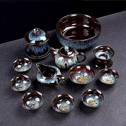 DDKYHU Set da tè, Set da tè per Adulti Set da tè Giapponese Set da tè Kung Fu in Ceramica per la casa, Set da tè Portatile Commerciale per Tazze da tè (Colore: 12, Dim
