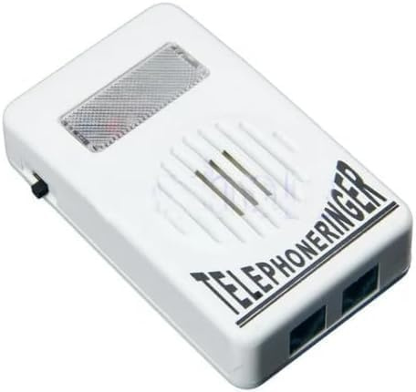 Suoneria telefonica bianca con amplificatore extra forte per telefono/telefono, sicurezza di piccole dimensioni e leggera, suoneria esterna per telefoni fissi, telefoni e accessori