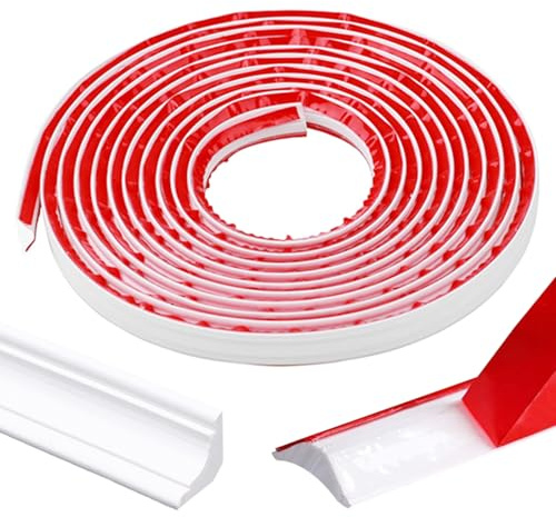 EUIEUT PVC Quadrant Trim White Peel and Stick Molding Trim Flexible Wall Corner Edging Strip Self Adhesive Skirting Board Trim for Corner Decor, Floor Window Door Ceiling, Laminate Flooring (12x9mm)