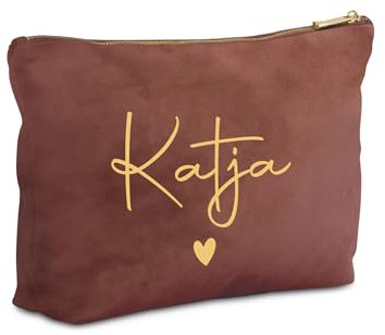 Meine Kosmetiktasche - Personalisierte Samt Kosmetiktasche für Makeup und Kosmetika mit eigenem Namen - Rose Quartz 21x15cm