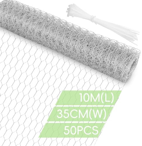 Flintronic Grillage à Mailles, 35cmx10m Épaisseur Fil 0.5mm Maille 25x15mm, Grillage a Poule, Grille métallique Volière Acier Galvanisé,pour Projet d'Artisanat De Bricolage Ou Filet De Jardin en Métal