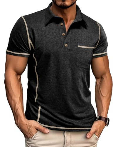 LAOARA Poloshirt Herren Kurzarm Polo Shirt T-Shirts für Herren Sport Sommer Slim Fit Classics Knopfleiste M-3XL