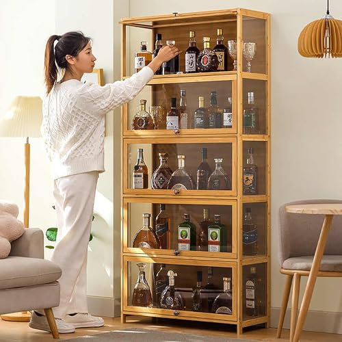 MAAOBR Armarios Para Whisky Para El Hogar, Armario Para Vinoteca Con Almacenamiento, Armario Para Almacenar Botellas De Vino Y Licores, Muebles Para Cocina Y Comedor De Estilo RúStico(5th floor,L80cm)