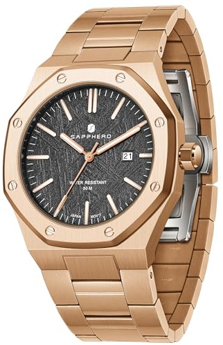 SAPPHERO Herren Uhren Edelstahl-Quarzuhr für Herren Wasserdicht Datumsanzeige Modische Business-Armbanduhr Geschenk für Herren