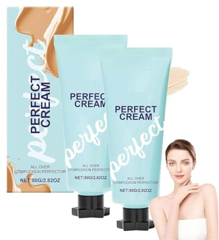 Supreme Creme All-Over Complexion Perfector,Hydrating Full Coverage Concealer,Long-Lasting Cc Cream Foundation,Waterproof Transfer-Resistant Skin Tint,Evens Skin Toneand Light Foundation (2 Pcs)