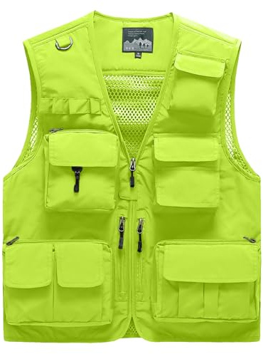 Wirltte Herren-Weste, Cargo-Weste, Outdoor, Arbeit, Safari, Jagd, Angeln, Reisen, Foto, Netzweste, Weste, Weste, Weste, Weste, mehrere Taschen, Grün-8898, XL