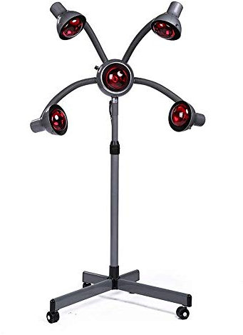 DUIRHNFV Secador de Pelo de pie Lámpara infrarroja de 5 Cabezas 750W Luz de calefacción roja Tratamiento de Terapia capilar Cuidado de Muebles Procesador de Color de salón con Brazos Flexibles,A