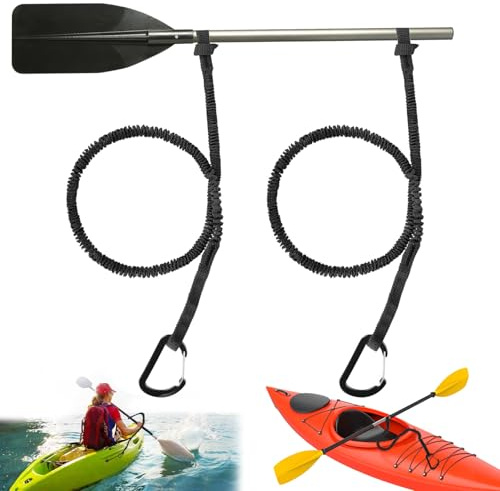 IHLOOTD Kajak Paddelleine Kanu Paddel Leine Elastische Paddles Sicherungsleine Schwimmende Paddle Leine mit Karabinerhaken Kajakpaddel Zubehör Paddel für Kajak, Kanu, Boot