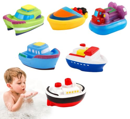Bkljkf Bateaux de Bain,Jouet Aquatique pour Bain et Piscine - Set de 6 Pièces pour 3 Ans et Plus - Jeu Éducatif pour Baignoire et Plage