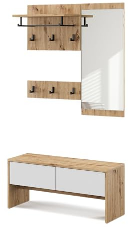 Vicco Garderobe Selena, Weiß/Artisan, 90 x 40 cm 4 Teile